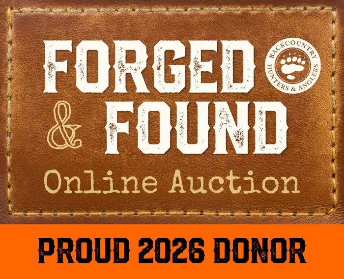 Backcountry Hunters & Anglers Forged & Found Online Auction, Proud 2026 Donor badge